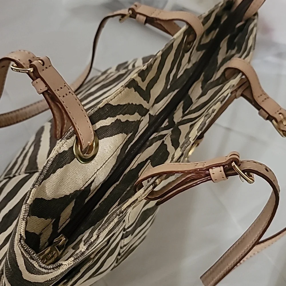 Michael Kors Zebra Pattern Shoulder Bag - Brown and Cream - Picture 4 of 14